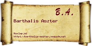 Barthalis Aszter névjegykártya